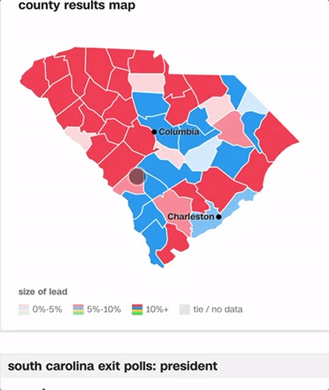 South Carolina state map on mobile.